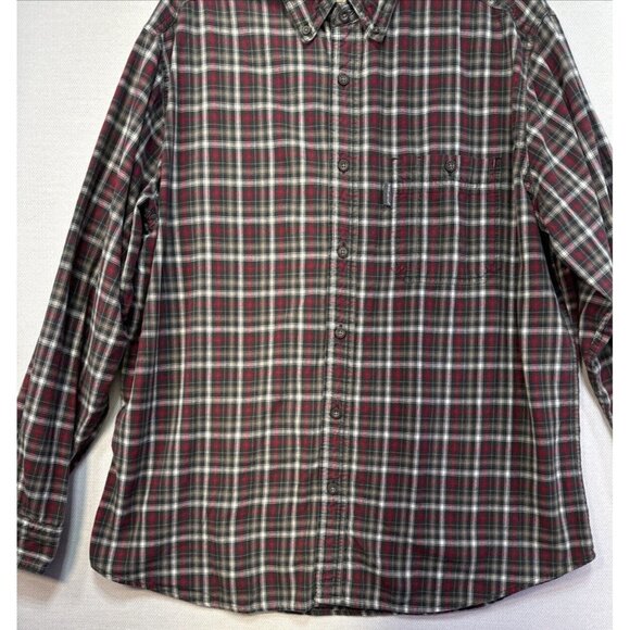 Woolrich Mens Button Down Shirt Size XLarge Red Gray Plaid Long Sleeve Outdoor - Picture 2 of 12